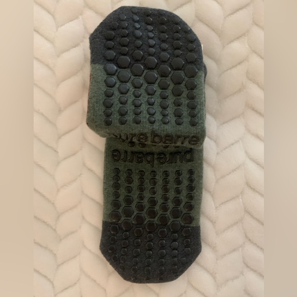 Pure Barre “Formation” Grip Socks in Red, Green and Gray unique print [Small] - Picture 4 of 4